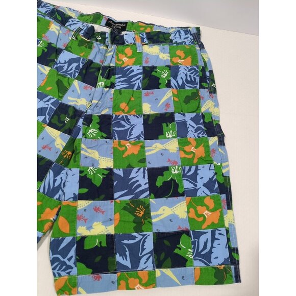 Abercrombie & Fitch Shorts Men 34 Adult Patchwork Flat Front Chino Preppy Y2K - Picture 2 of 7